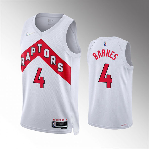 Mens Toronto Raptors #4 Scottie Barnes 2021-22 White Association Editio Jersey